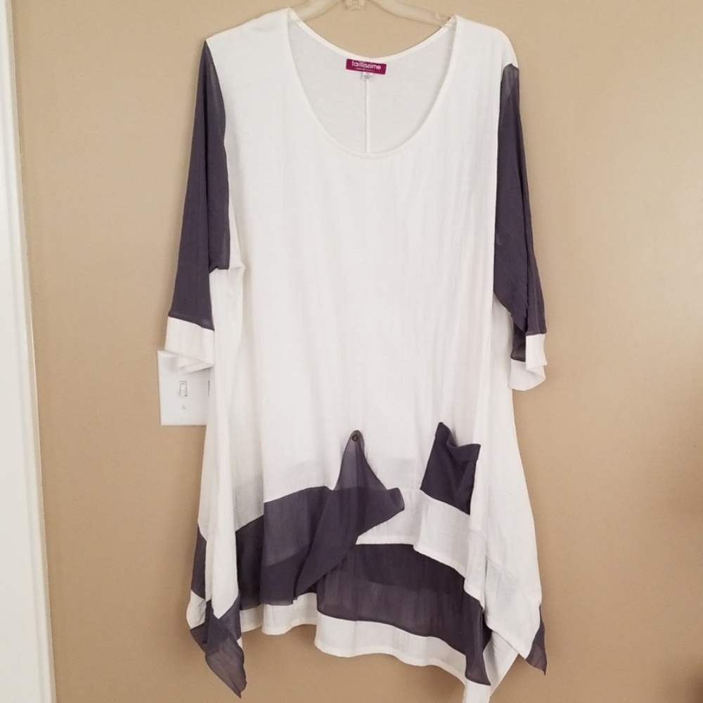 4x Tailissime White Asymmetrical Tshirt Tunic